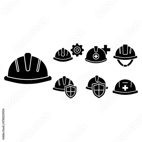 Set of Safety Helmet Icons – Industrial and Construction Protection Equipment Vector Pack