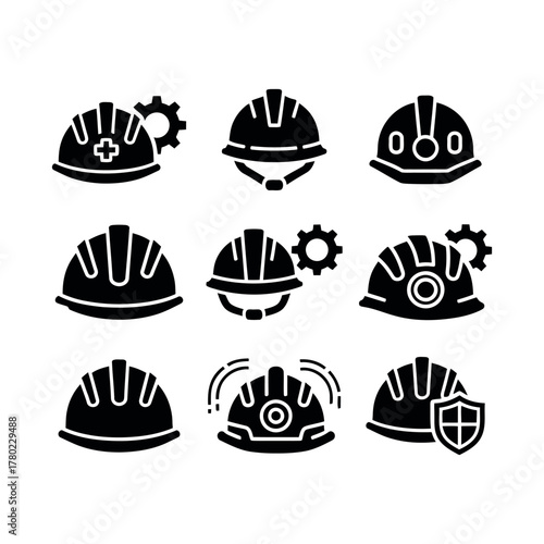 Set of Safety Helmet Icons – Industrial and Construction Protection Equipment Vector Pack
