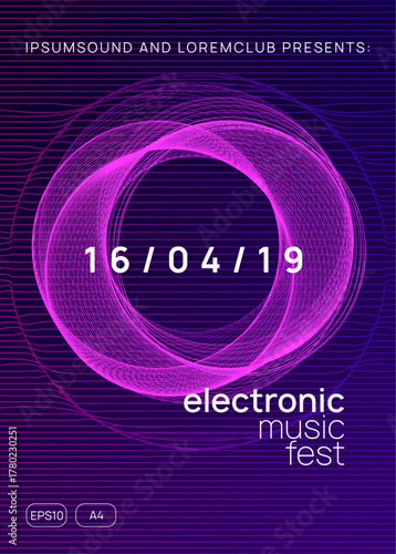 Music Event. Pink Dance Design. Fest Flyer. Festival Vector. Party Trance Element. Violet Edm Background. Nightclub Disco Illustration. Green Music Event