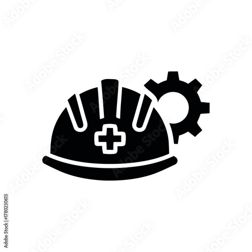 Safety Helmet Icon – Construction and Industrial Protective Headgear Symbol