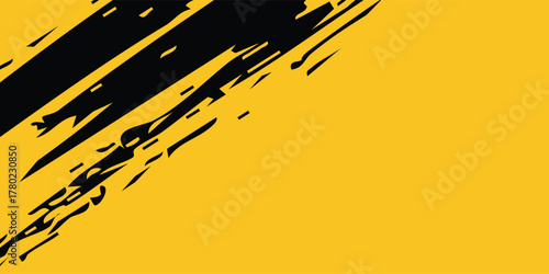 Yellow and black backdrop with dot halftone pattern element. Abstract brush grunge background. retro comic concept eps10