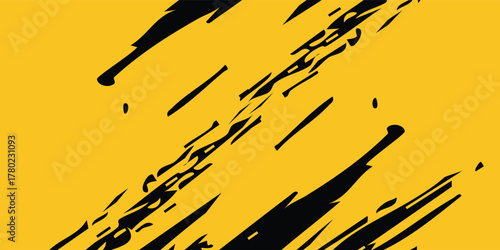 Yellow and black backdrop with dot halftone pattern element. Abstract brush grunge background. retro comic concept eps10
