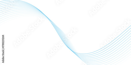 Abstract blue smooth wave on a white background. Dynamic sound wave. Design element eps10