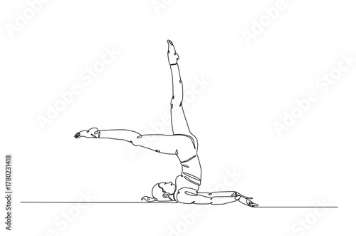 Beautiful woman doing pilates exercises continuous one line drawing. Young lady pilates pose in single line art illustration. Editable vector.