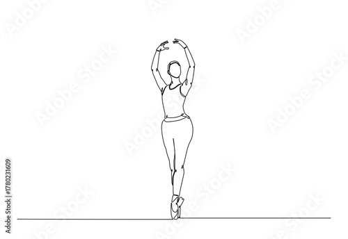 Beautiful dancer in continuous one line drawing. Single line art illustration of Dance pose . Editable vector.