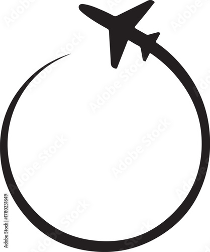 Airplane Around World Icon Global Travel Flight Path Vector