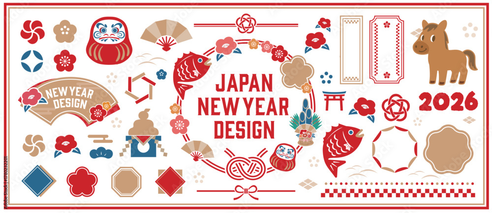Fototapeta premium Japanese New Year Motif Design Collection