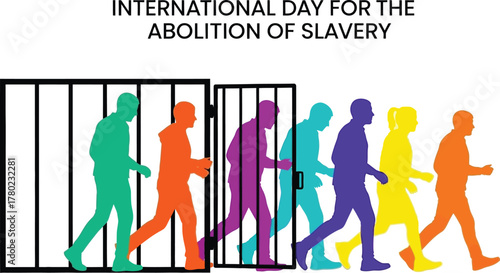 International Day for the Abolition of Slavery with people walking out of jail