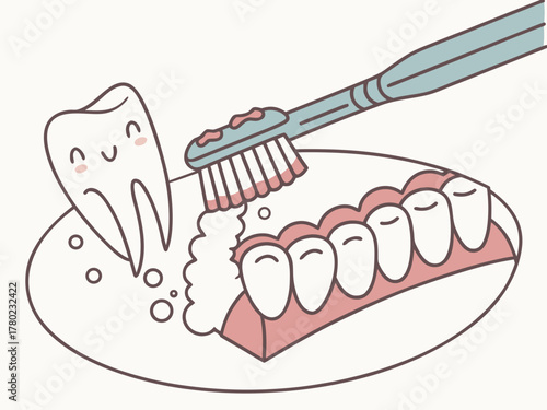 Brushing teeth with a toothbrush and toothpaste, personal hygiene