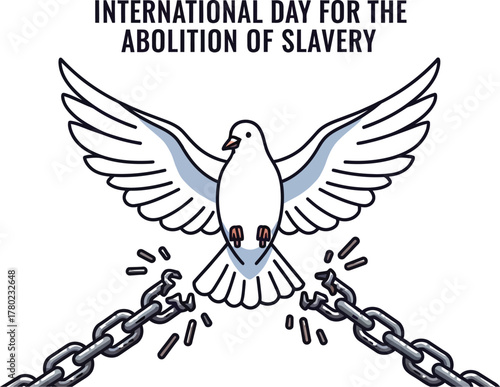 International Day for the Abolition of Slavery with a dove and broken chain