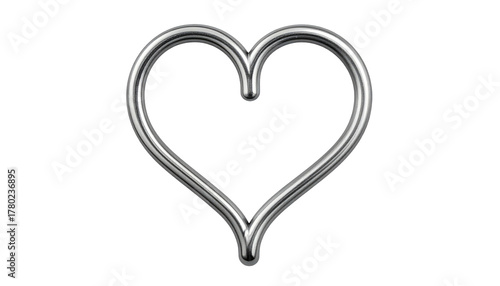 Gleaming silver heart outline on stark black background, softly lit with gentle gradient sheen