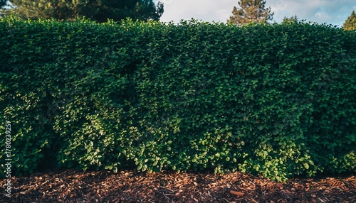 Dense Green Hedge in Summer Sunlight Outdoor Privacy Screen