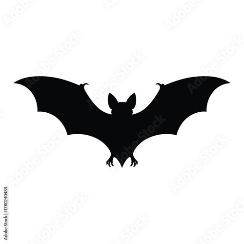 Bat flying with wings spread wide Vector, Silhouette, Illustration
