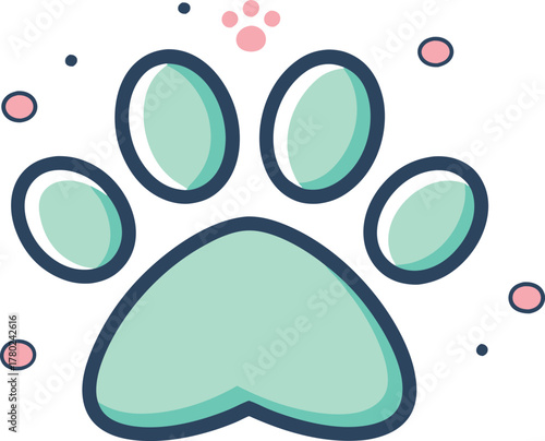 Charming paw print icon symbolizing love for pets and animal companionship, perfect for branding and design projects