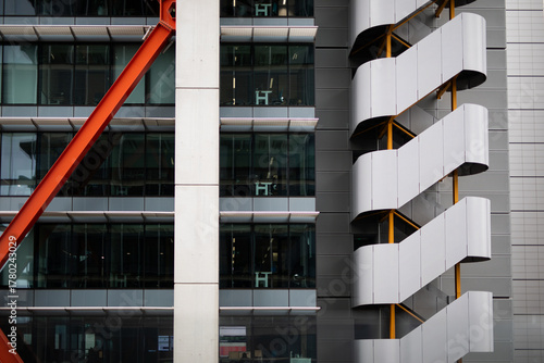 Modern Building Architecture with Dynamic Elements and Stairs