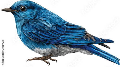 Blue Bird with Feathers Vector Drawing for Creative Projects and Designs