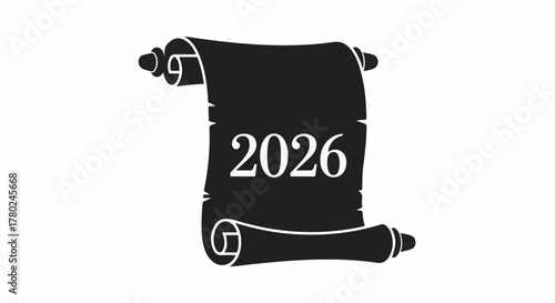 New Year's scroll displays the upcoming year 2026 in elegant script