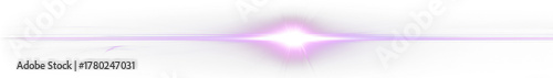 Purple horizontal lens flare isolated on transparent background
