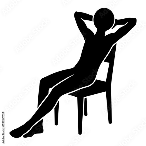 Relaxing silhouette of a person sitting in a chair vector illustration for break time or leisure concepts isolated on white background