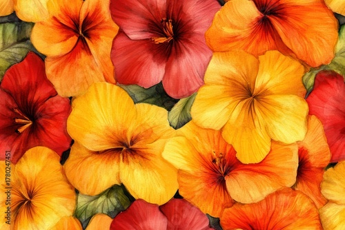 Wallpaper Mural Vibrant Floral Display: A Captivating Watercolor Painting of Colorful Blossoms Torontodigital.ca