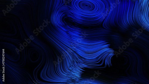 Blue abstract swirl pattern with dark background and flowing lines creating a vortex effect art 100