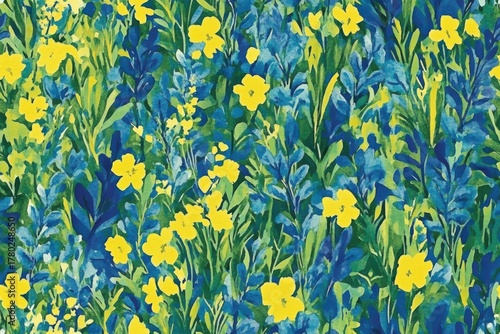 Vibrant Floral Landscape Filled with Yellow Blooms Against Lush Green Foliage