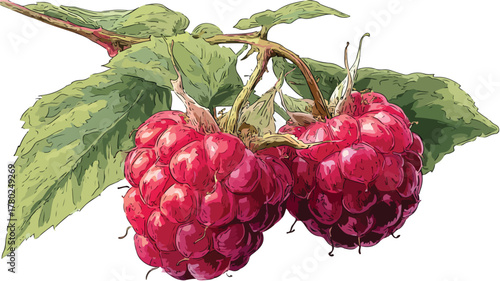 Vibrant Raspberry Vector Illustration for Designs