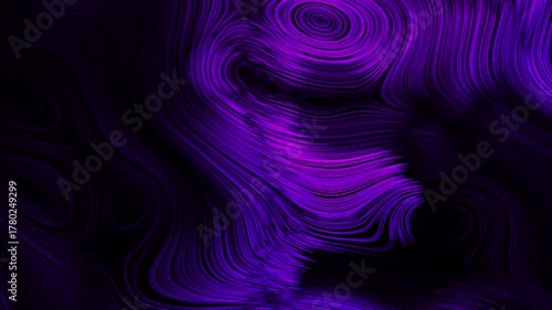 Abstract purple and black background with swirling lines and circular pattern design element