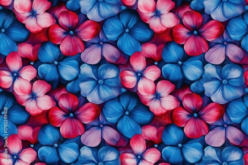 Vibrant Blue and Pink Floral Pattern