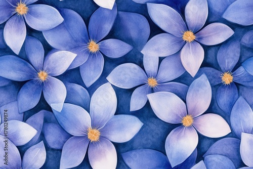 A Beautiful Floral Pattern Featuring Soft Blue Flowers Set Against a Dark Background