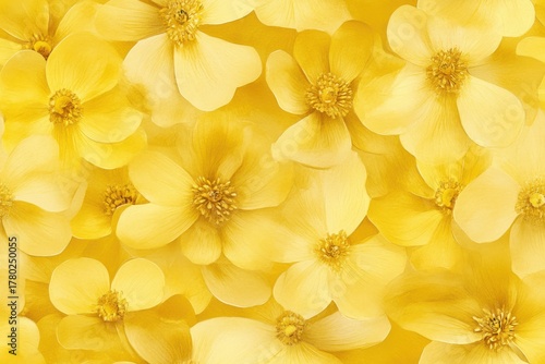 Vibrant Yellow Buttercup Blooms: A Luscious Tapestry of Nature's Golden Petals Captured in Blooming Bliss