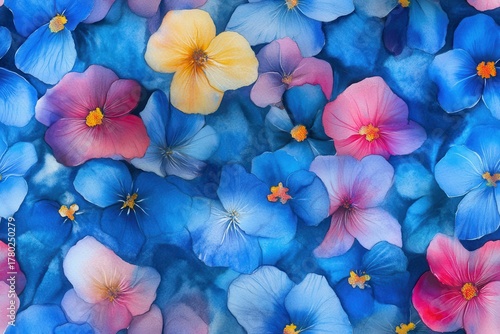 A Vibrant and Colorful Floral Abstract Composition Featuring Lush Petals and Vivid Hues