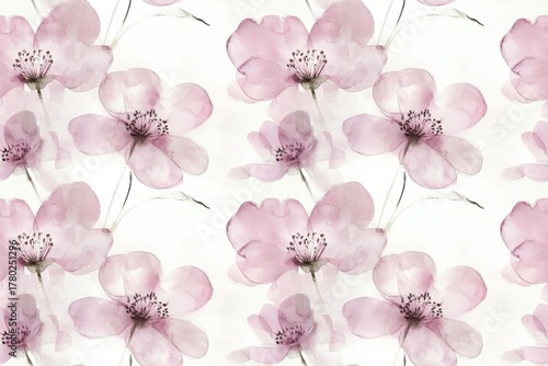 Delicate Pink Blossoms Watercolor Pattern