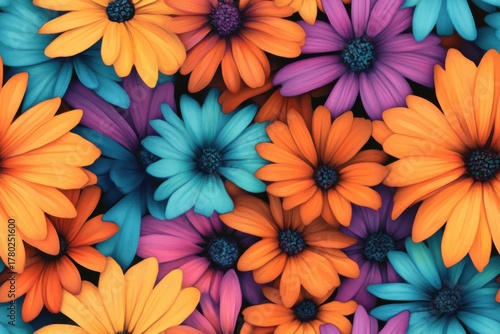 A Vibrant Display of Colorful Flowers in a Blooming Garden, Capturing Nature's Beauty