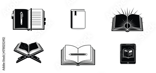 Collection of islamic religious symbols and objects in a graphic illustration