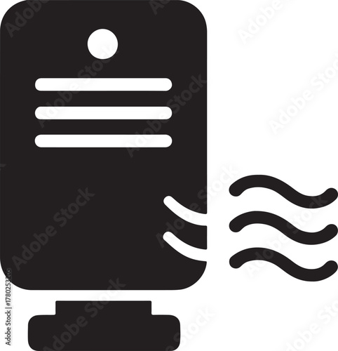  Air purifier with airflow lines icon representing clean air, ventilation, and healthy environment design.