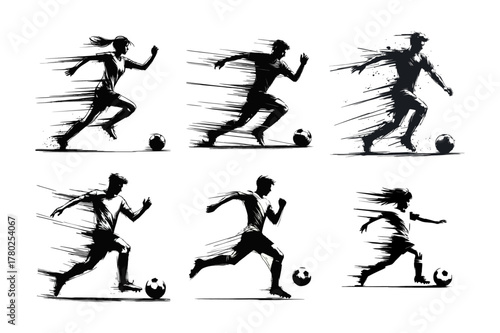 Dynamic Soccer Players Silhouettes in Motion