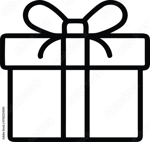 Simple stylized gift box with ribbon icon for celebrations and presents
