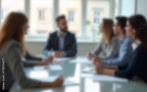 Wallpaper Mural Blur office meeting blurred background with business people working group in boardroom discussion for teamwork brainstorming, executive seminar or professional training in small startup enterprise Torontodigital.ca