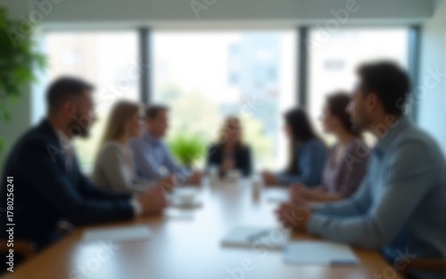 Wallpaper Mural Blur office meeting blurred background with business people working group in boardroom discussion for teamwork brainstorming, executive seminar or professional training in small startup enterprise Torontodigital.ca