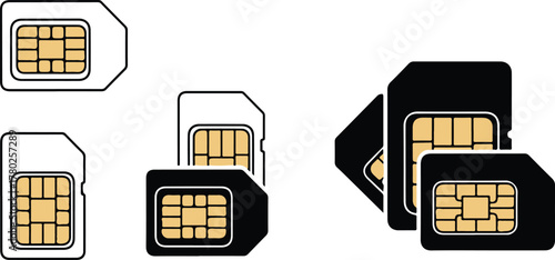 Assorted SIM cards with color accents SIM card mobile phone
