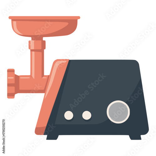 Electric meat grinder kitchen appliance flat color vector illustration template design