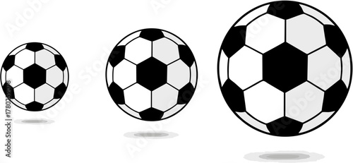 Three Footballs in Varying Sizes Sports and Teamwork Visual