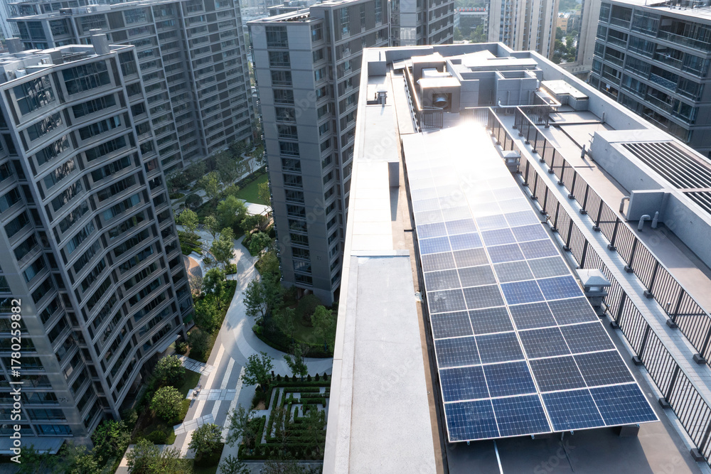 Obraz premium solar panel on roof top of apartment