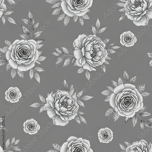 Watercolor floral pattern of hand-painted wildflowers and sprawling leaves tied with a sheer ribbon on a bright white silk background, created for wallpaper and fabric, illuminated with diffused	