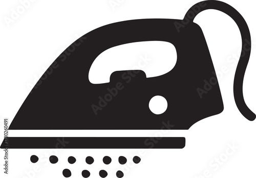  Electric iron with steam holes icon representing ironing, laundry, and home appliance design concept.