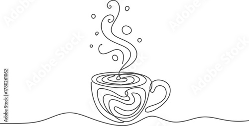 Coffee cup drink hot beverage cafe caffeine line art drawing design vector art