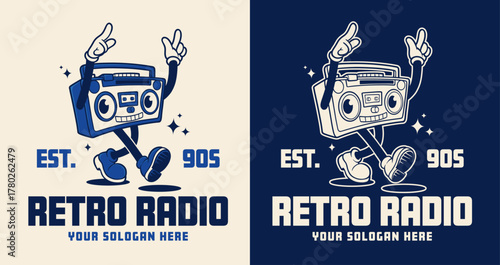 Retro Radio Mascot Logo Character