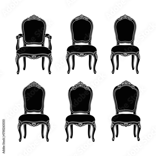 "Vintage Black Victorian Chairs – Elegant Antique Seating Collection"