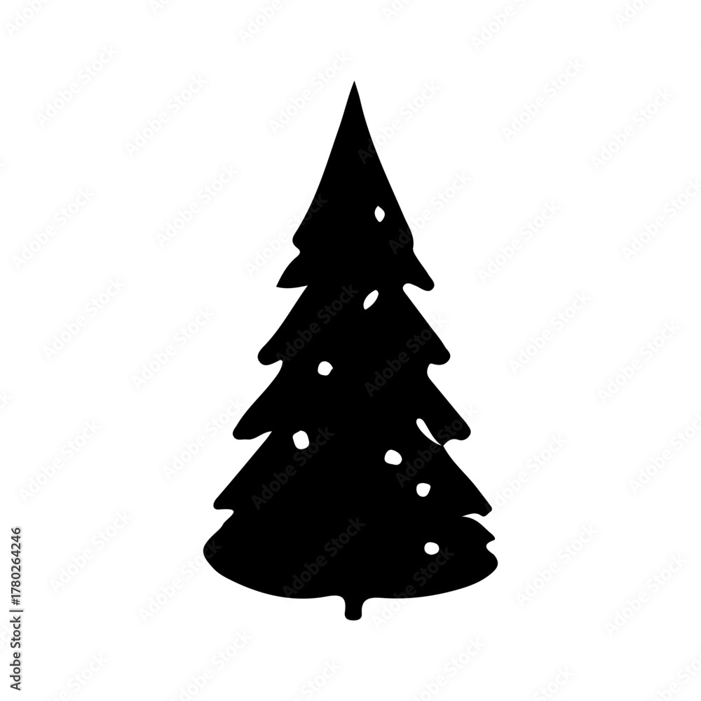 Fototapeta premium christmas tree icon. Festive Black and White